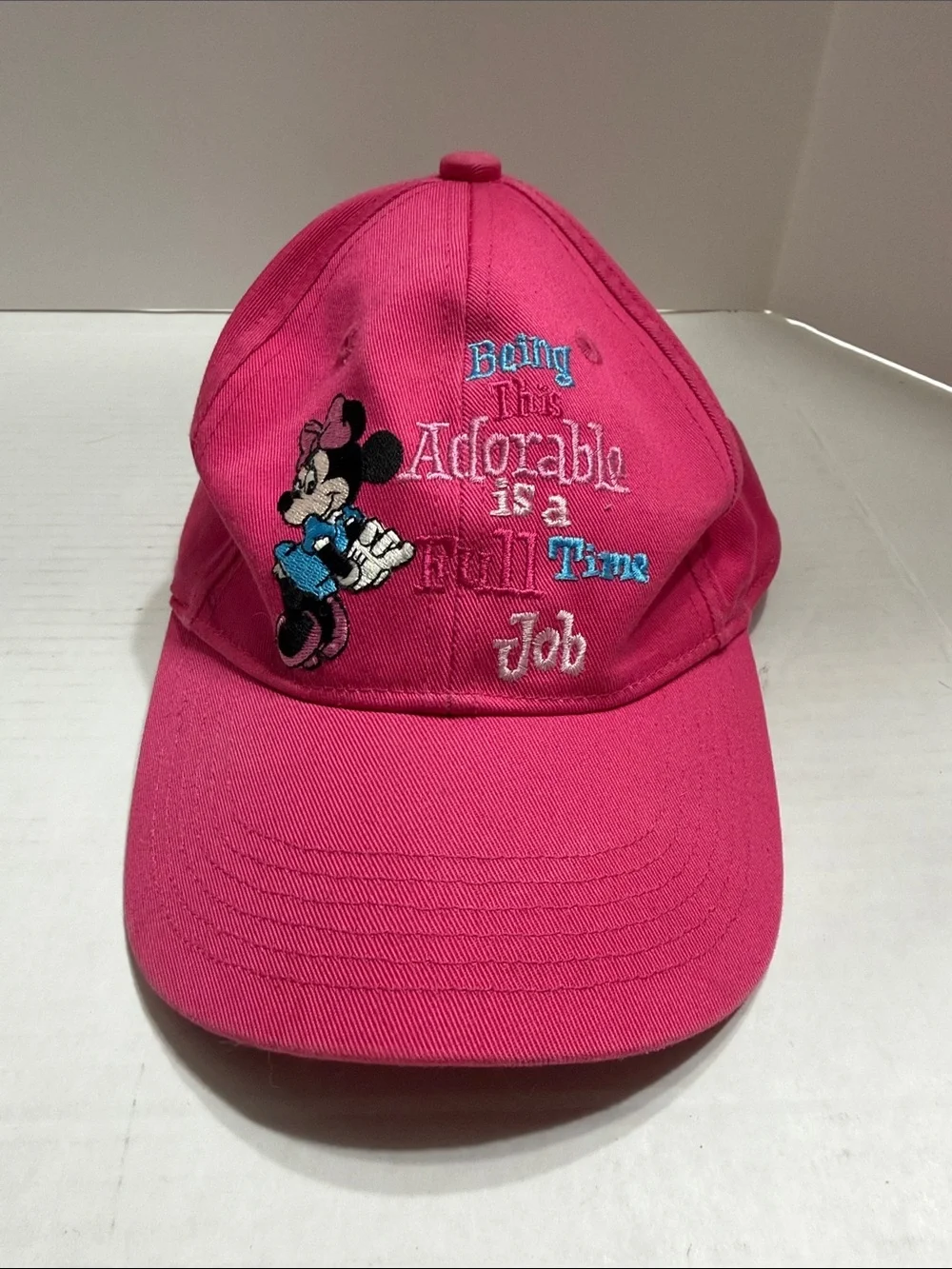 Disney Hot Pink Minnie Mouse Cap ‘Being This Adorable is a Full Time Job’